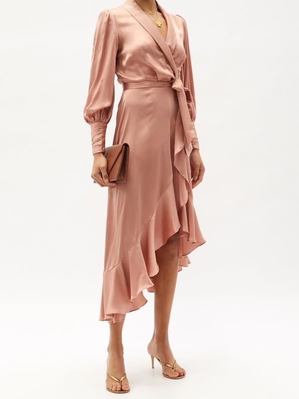 Zimmermann Silk Wrap Midi Dress - Lipstick photo 3