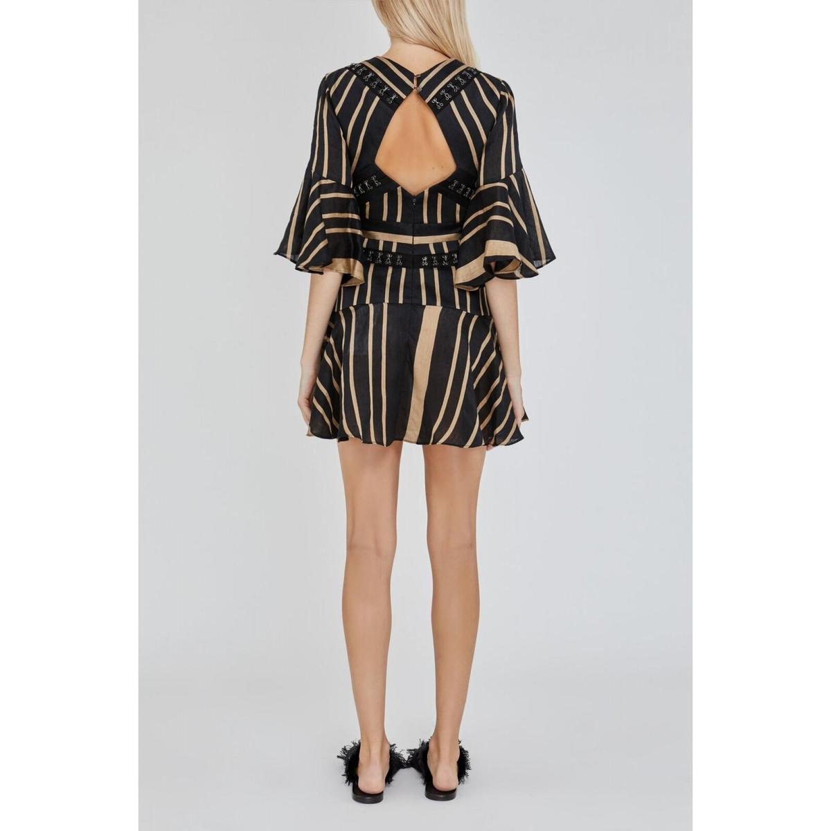 Acler Archer Mini Dress Bronze Stripe Size 6 photo 4