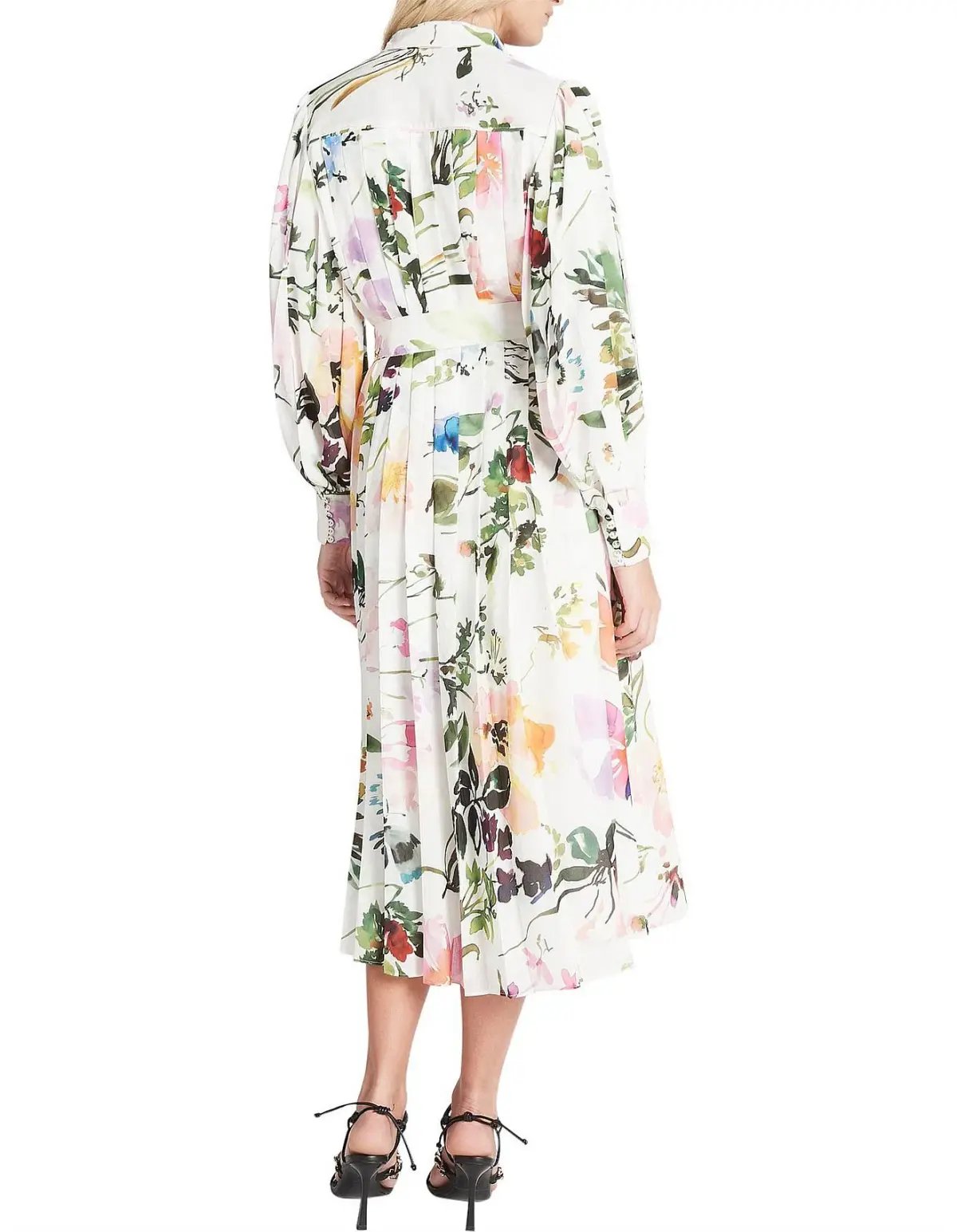 Aje Introspect Pleated Shirt Midi Dress Multi Floral Size 6 photo 3