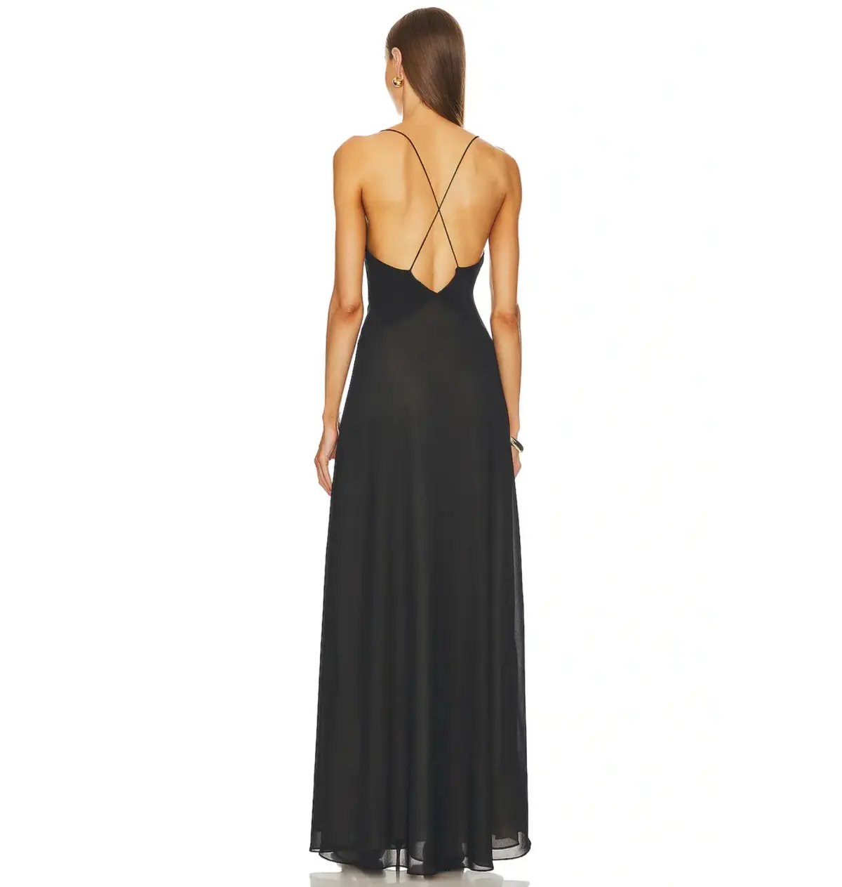 Helsa Sheer Deep V Maxi Dress Black Size S / AU 8 photo 3