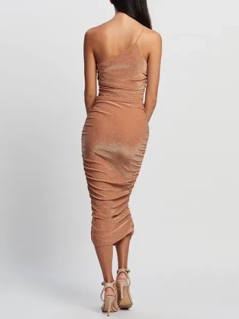 Third Form Shimmer One Shoulder Midi Dress Peach Size 8 photo 2