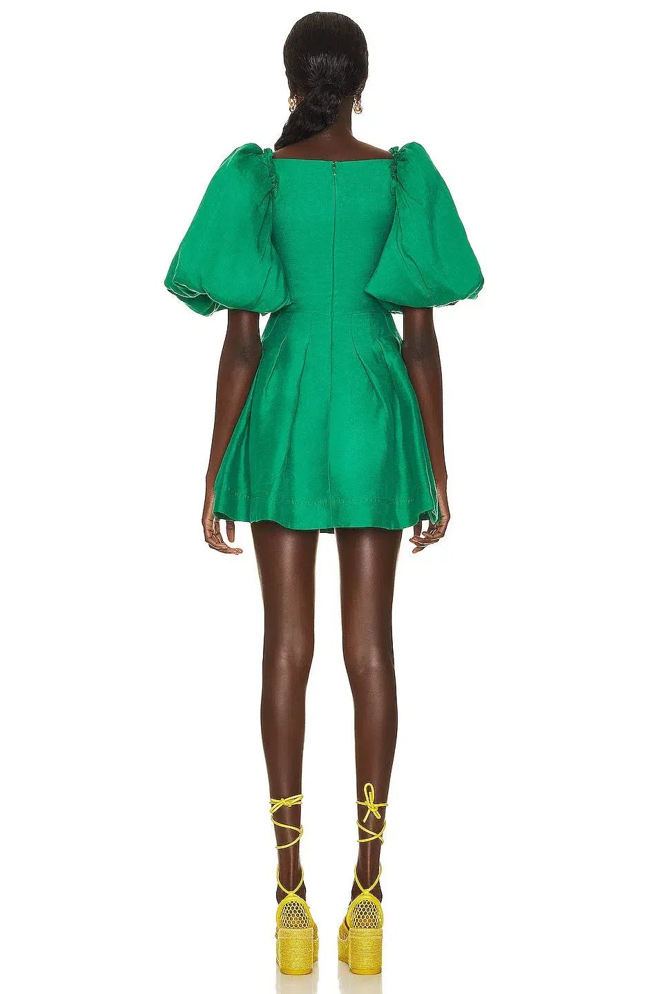AJE Dusk Knot Puff Sleeve Mini Dress Emerald Size 6 photo 2