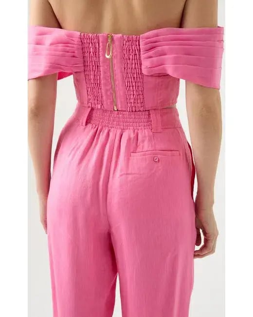 Aje Cordelia Corset Top with Matching Tailored Pants Pink Size 8 photo 3