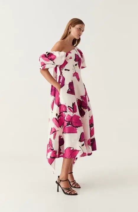 AJE Arista Tulip Sleeve Midi Dress Falling Floral Size 10 photo 2