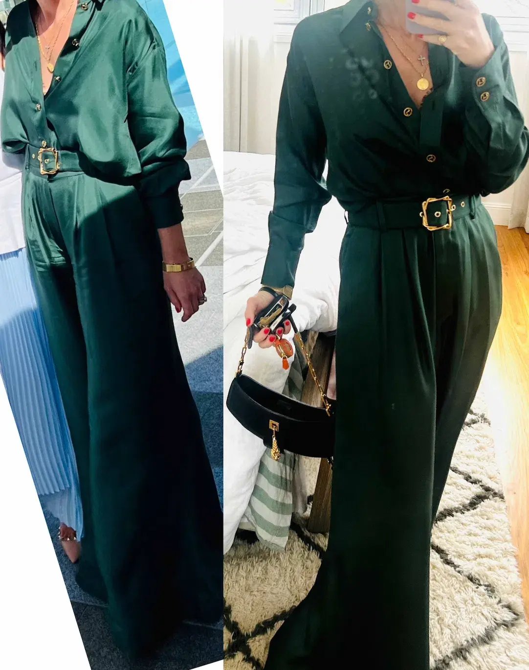 Zimmermann SET Pavilion Relaxed Silk Shirt and Wide Leg Pants Set in Pine Green Size 0 / AU 8 photo 4