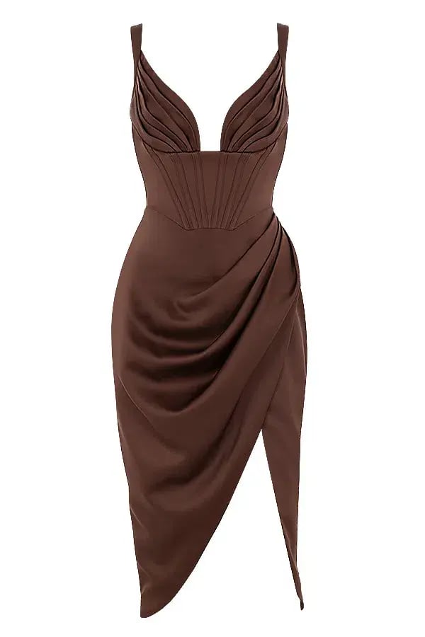 House of CB Faye Satin Corset Midi Dress Brown Size S / Au 6 photo 5