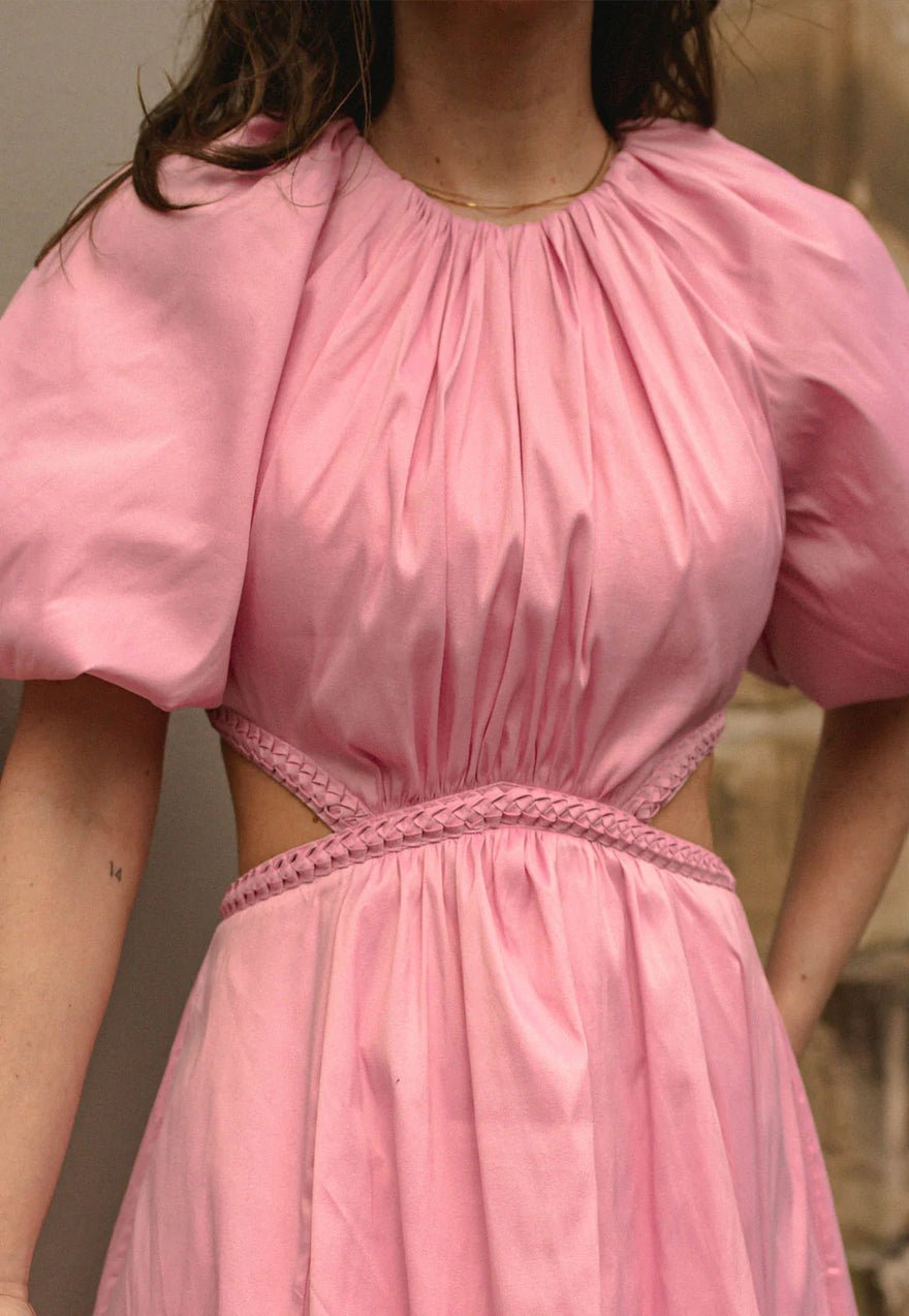 Aje Capucine Puff Sleeve Midi Dress | Pink photo 2