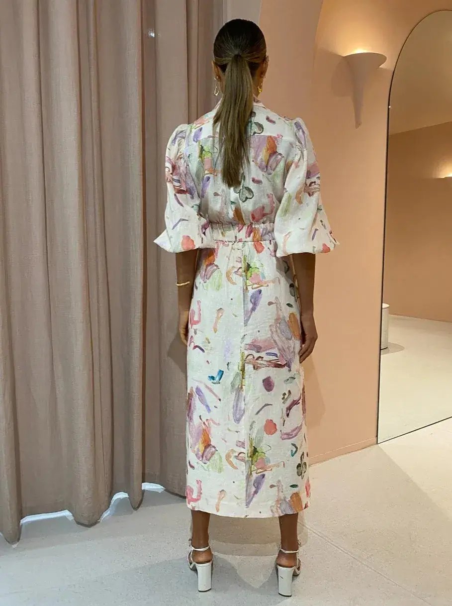 Alemais Annie Shirt dress in rose print White Size AU 6 photo 2
