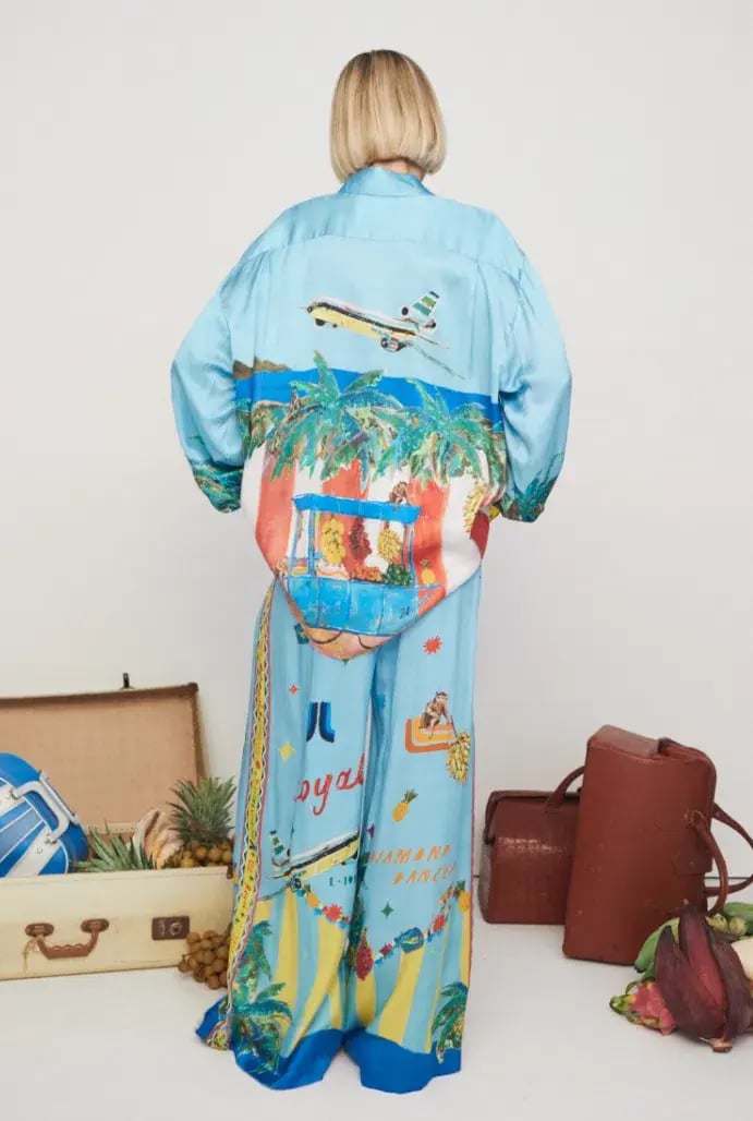 ALEMAIS ALL ABOARD SILK SHIRT AND PANTS SET S6-8 photo 2