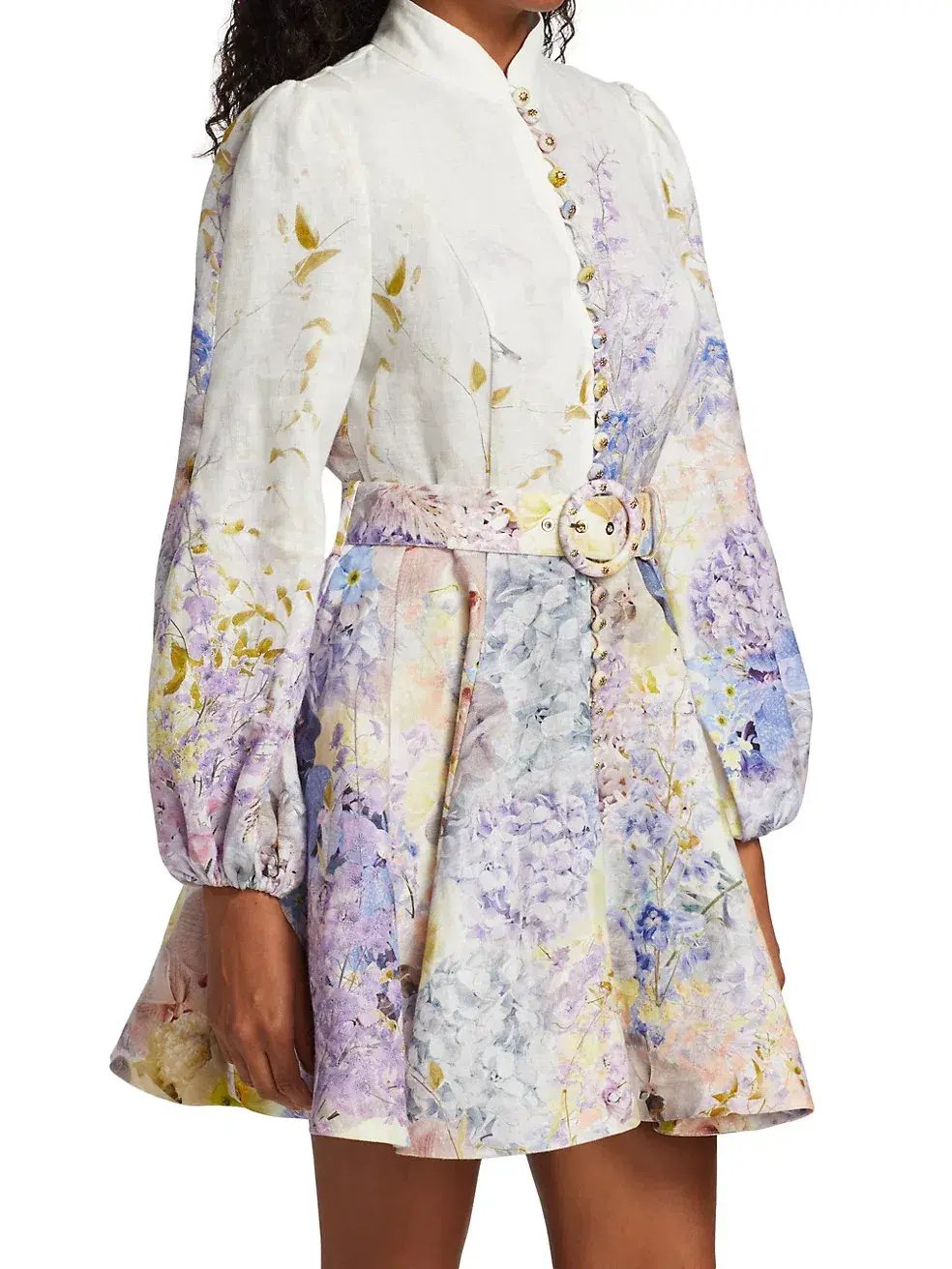 Zimmermann Rhythmic Buttoned Mini Dress Print Size 0/Au 8 photo 2