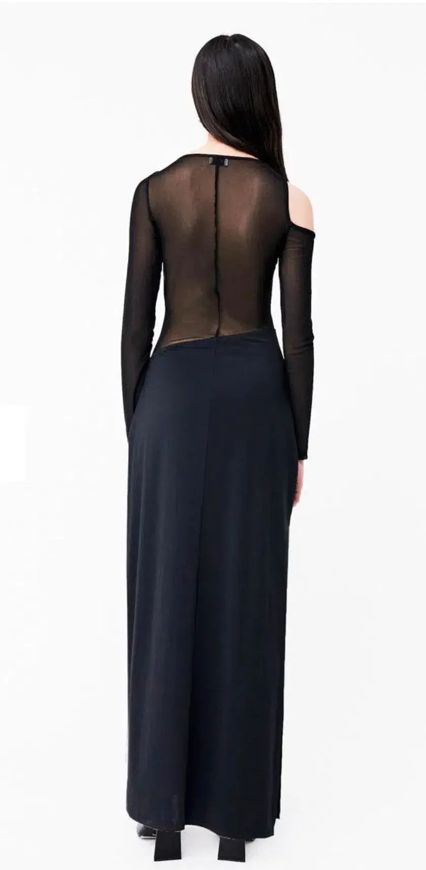 Suboo Rodin Long Sleeve Mesh Jersey Maxi Dress Black Size M / Au 10 photo 2
