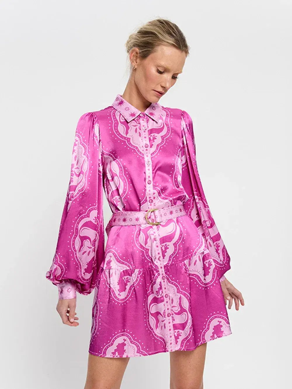 Kivari Isla Mini Dress Pink Printed Size 14 photo 2