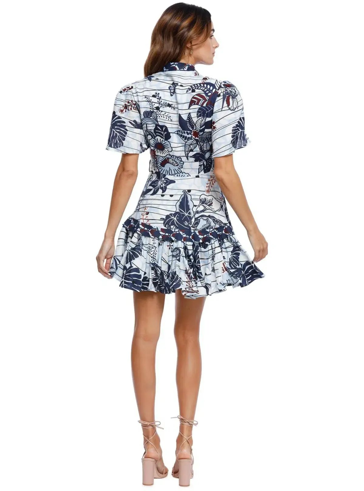 Leo Lin La Casa Linen Mini Dress Multi Print Size AU 12 photo 2