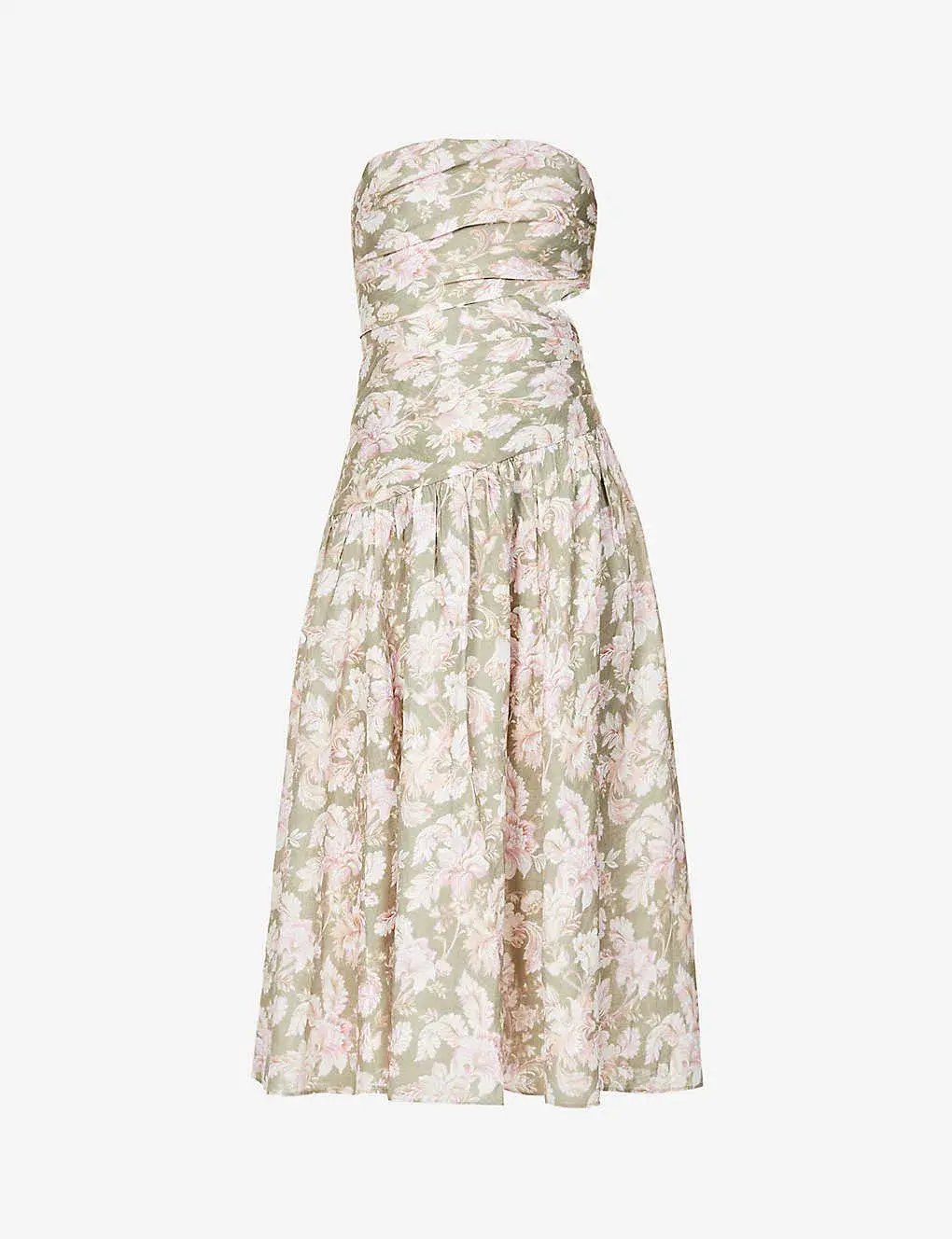 Zimmermann Lyre Linen Floral Dress Size 1/ Au 10 photo 5
