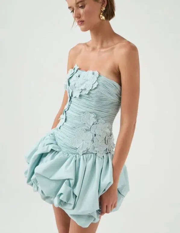 Aje Splendour Mini Dress Silver Blue Size AU 8 photo 3