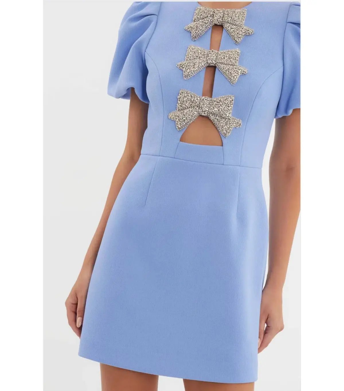 Rebecca Valliance Juliana Puff Sleeve Mini Dress Blue Size AU 12 photo 3