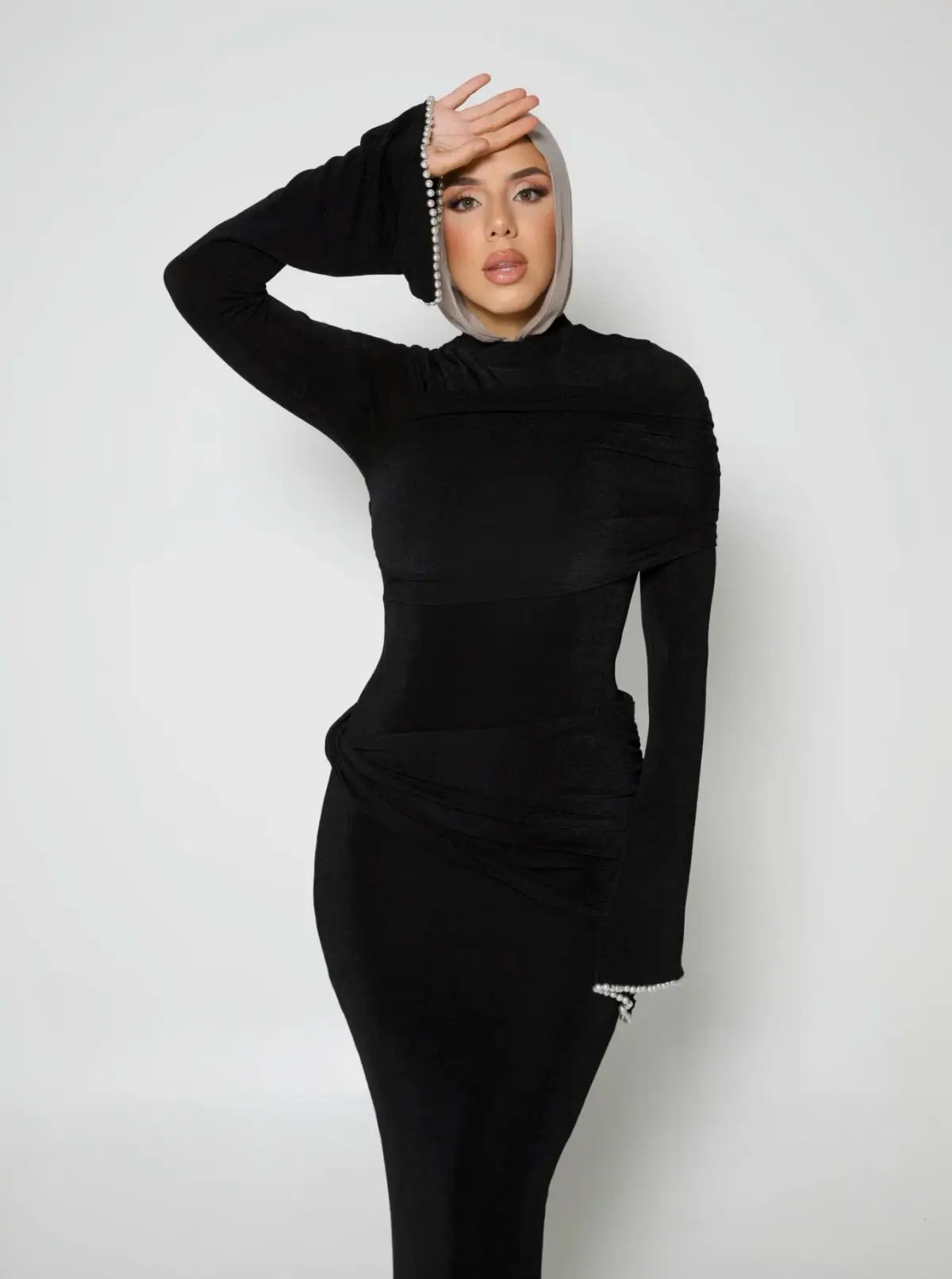 Alaía Muse Luna Pearl Sleeve Maxi Dress Black Size S / AU 8 photo 3