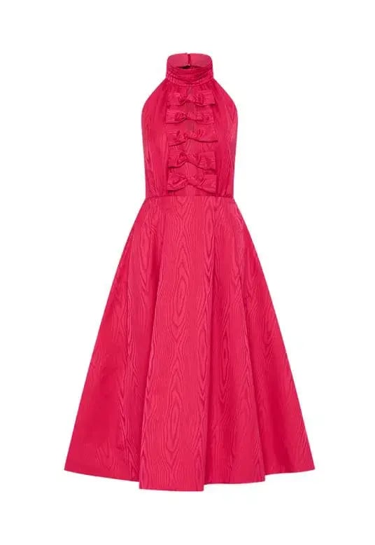Rebecca Vallance Tahlia Halterneck Midi Dress Pink Size 8 photo 4