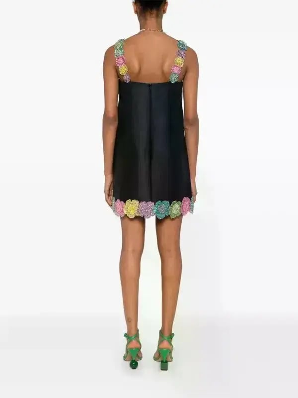 ALEMAIS Lolita Floral Beaded Mini Dress Black 10 AU photo 3