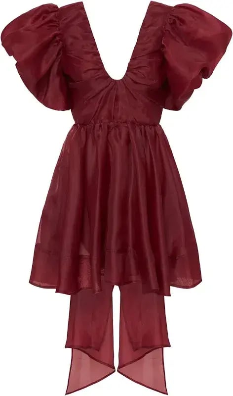 Aje Gretta Bow Back Mini Dress Burgundy Size 6 photo 4