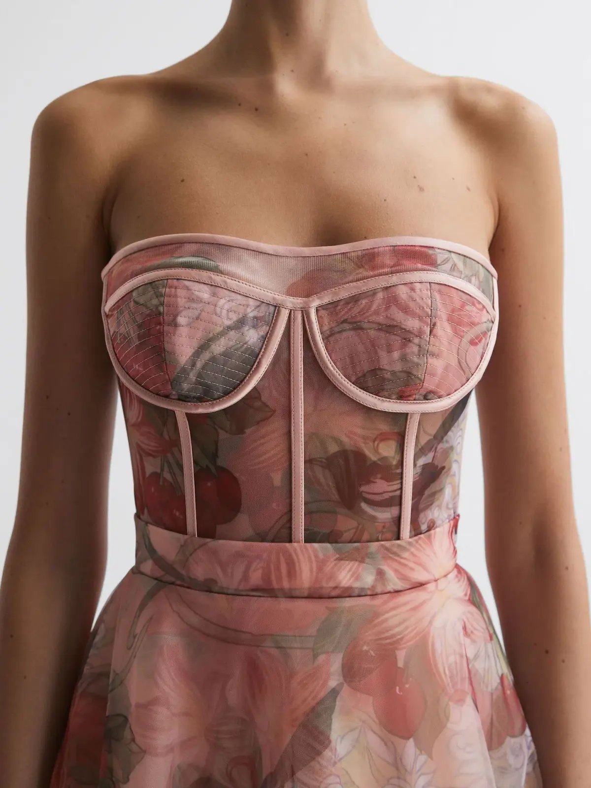 Leo Lin Rae Bustier Midi Dress in Azalea Print Size 14 photo 2