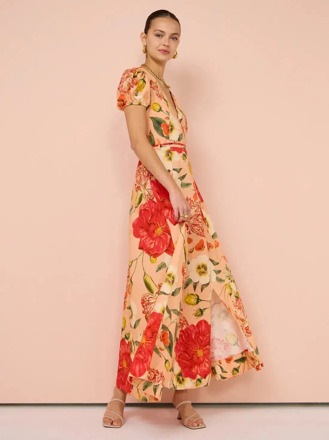 By Nicola Havanna Wrap Maxi Dress In Raspberry Punch Floral Size 8 photo 2