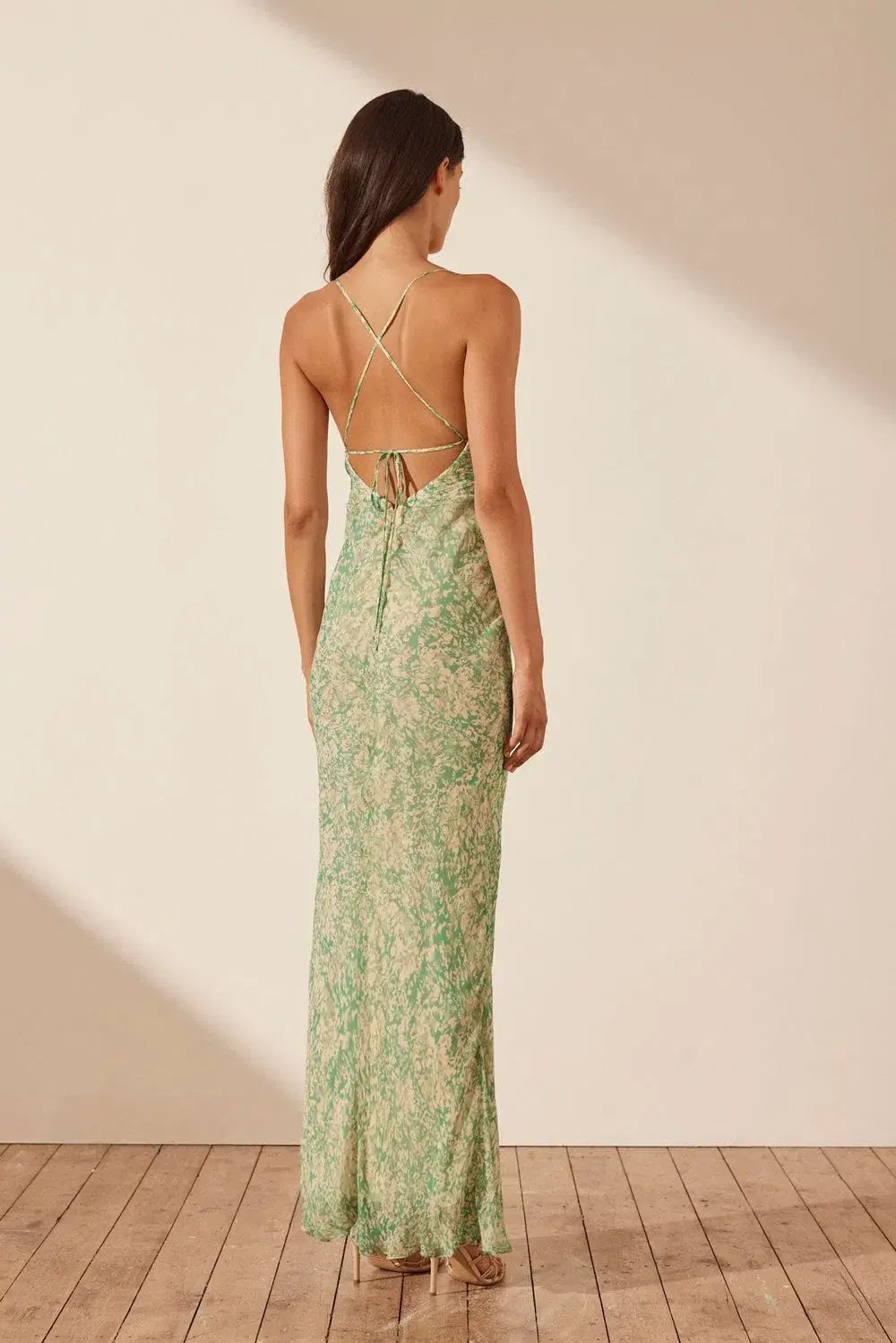 Shona Joy Belvedere Lace Back Bias Maxi Dress in Tree Green Size 12 photo 2