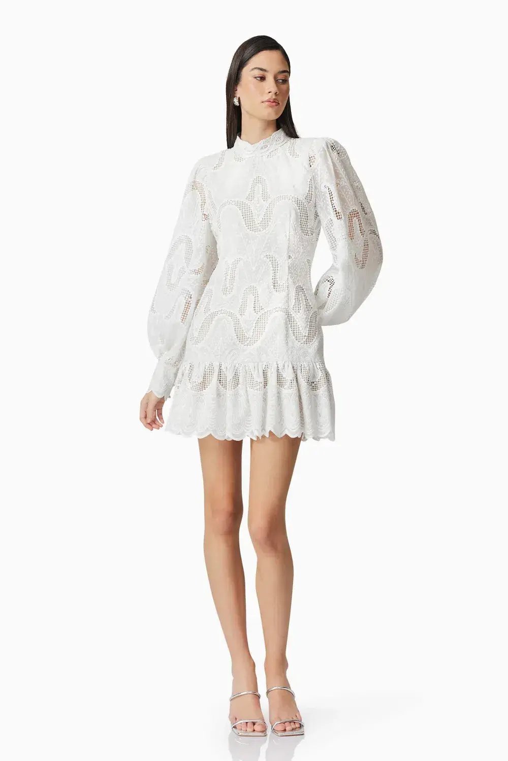 Elliatt Eliza Long Sleeve Mini Dress White Size 14 photo 2