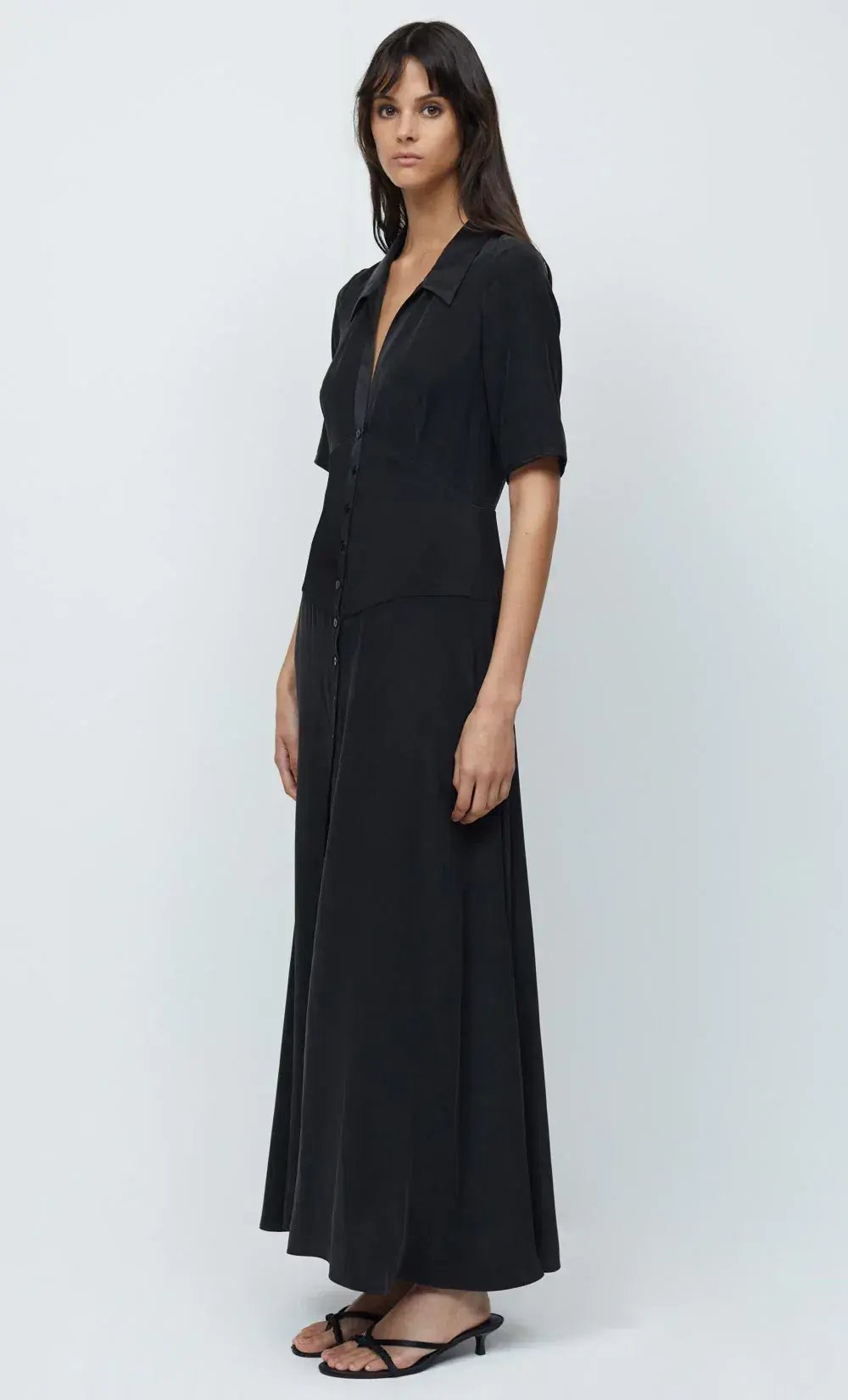 Bec & Bridge Helena Silk Short Sleeve Maxi Dress Black Size 10 photo 2