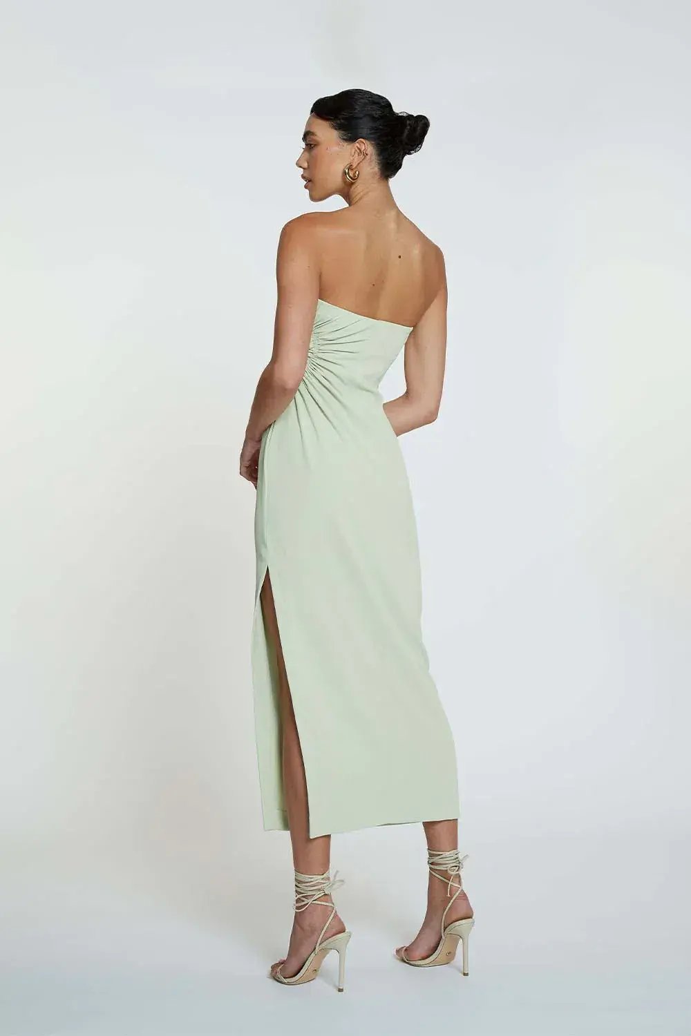 By Johnny Selena Strapless Midi Dress Avocado Green Size 10 / M photo 3