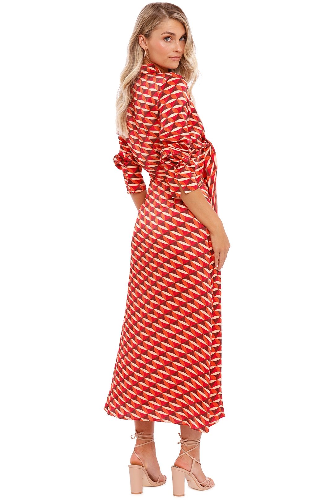 Perle Tie Front Midi Dress - Geo Print photo 2