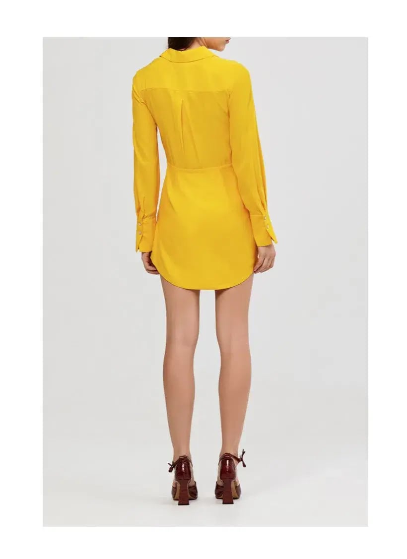 Acler Alma Silk Shirt Dress Yellow Size 8 photo 2