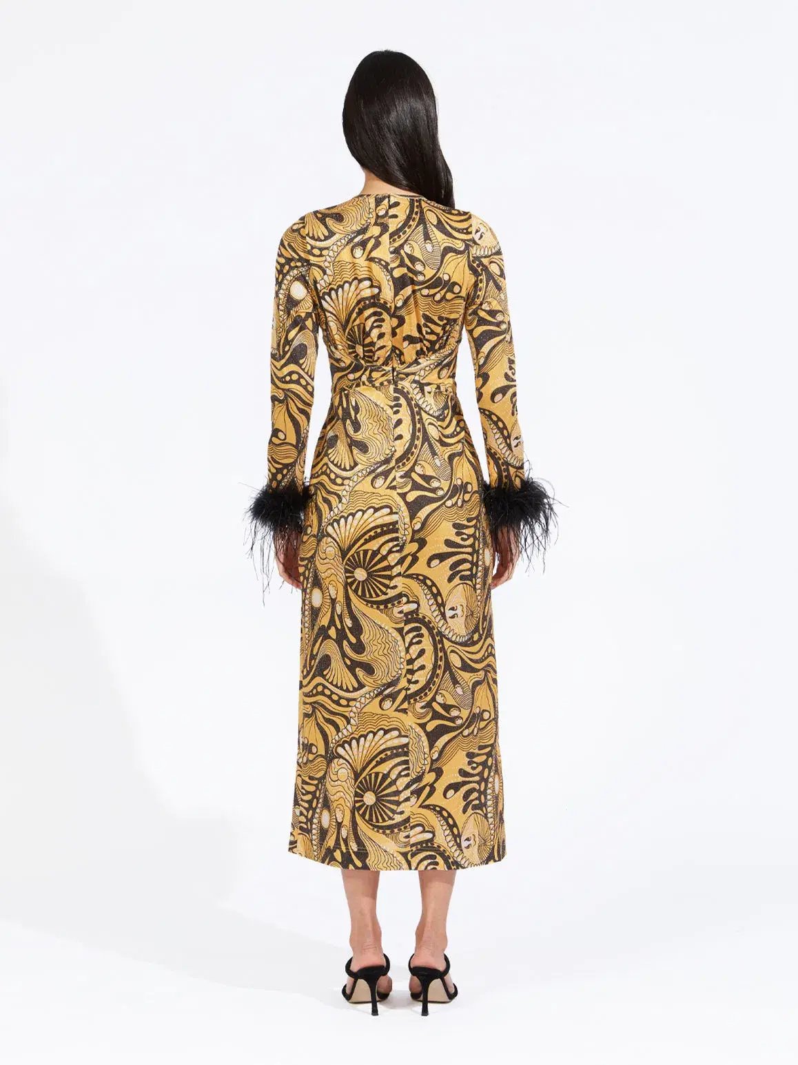 Alice McCall Gold Dust Feathers Midi Dress Multi Size 8 AU photo 3