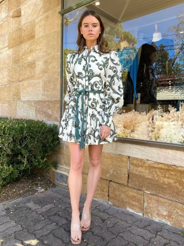 Kate Ford Zelie Short Shirt Dress Print Size 8 photo 3