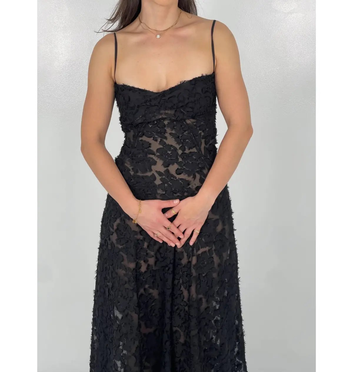 House of CB Seren Floral Lace Back Maxi Dress Black Size S/AU 8 photo 5