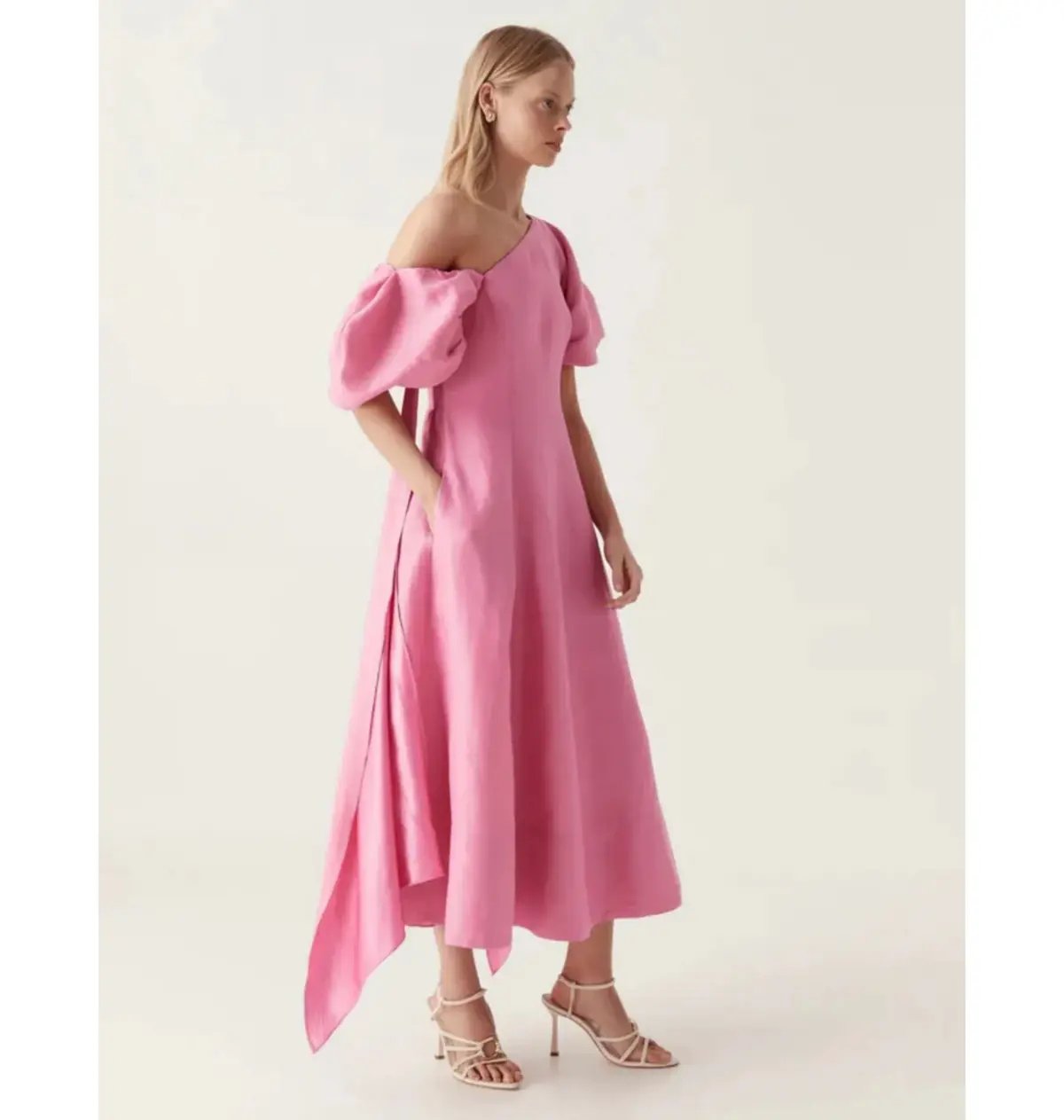 Aje Arista Tulip Sleeve Midi Dress Cerise Pink Size AU 14 photo 3