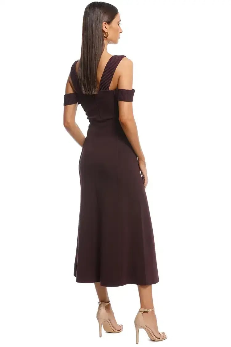 Camilla and Marc Carole Fit and Flare Midi Dress Burgundy Size 8 photo 3