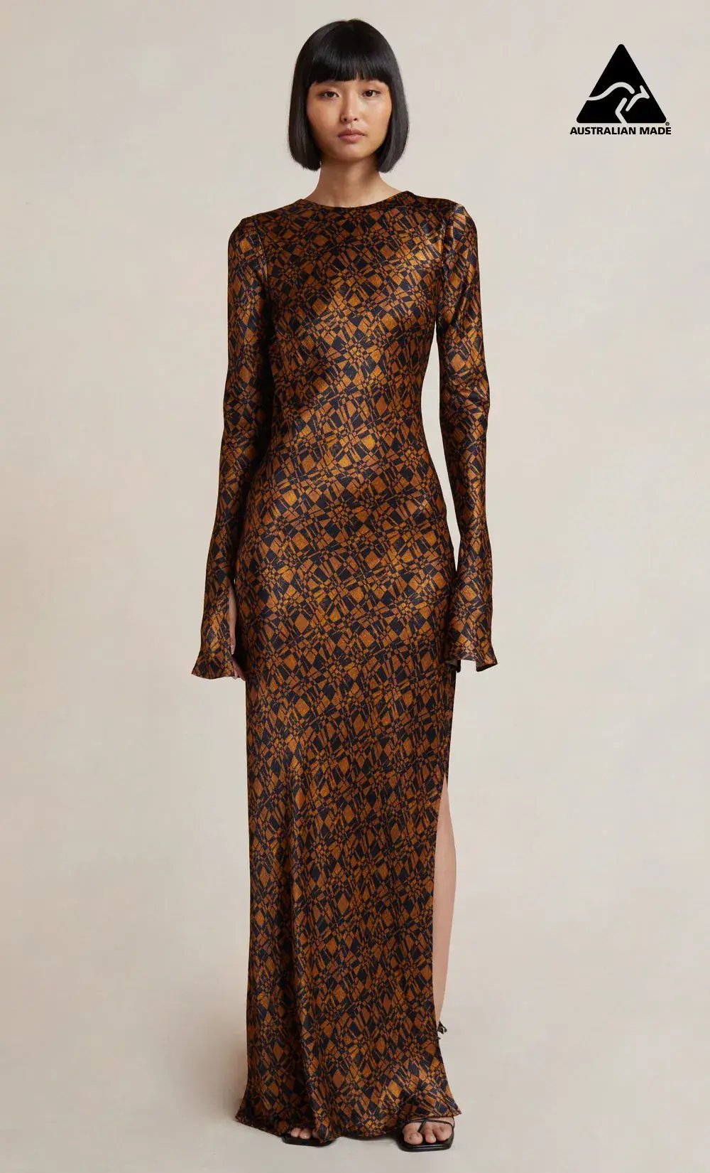Bec & Bridge Checkmate Long Sleeve Maxi Dress Print Size 8 photo 4