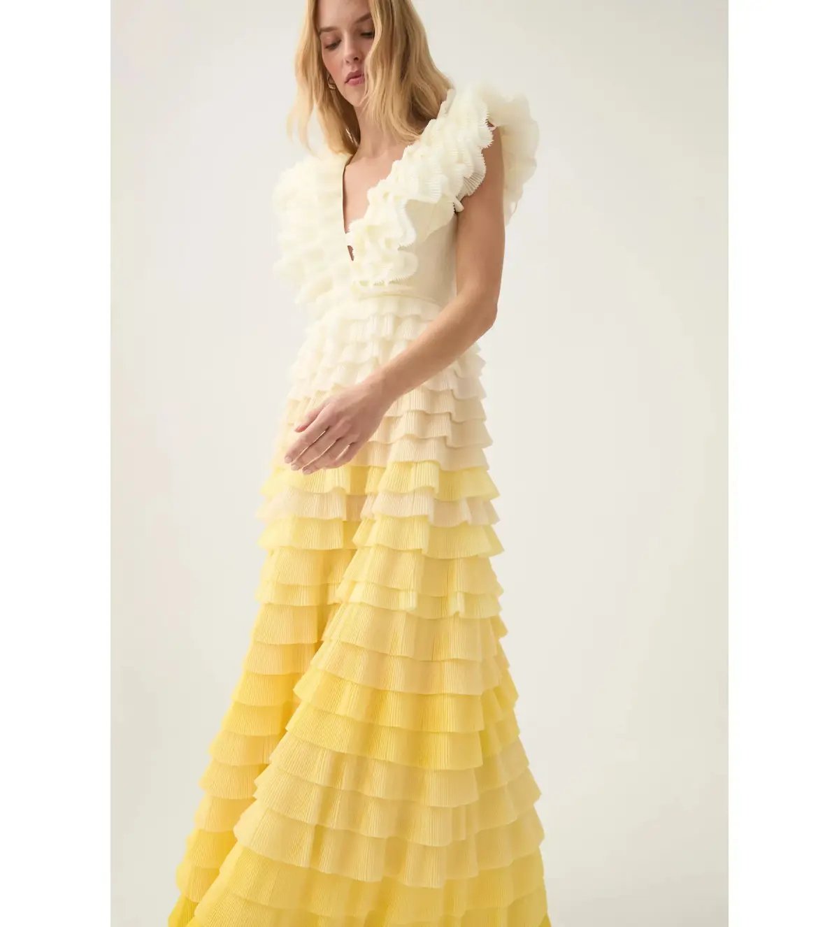 Aje Reflection Ombre Gown in Ivory/Acacia Yellow Size AU 16 photo 4