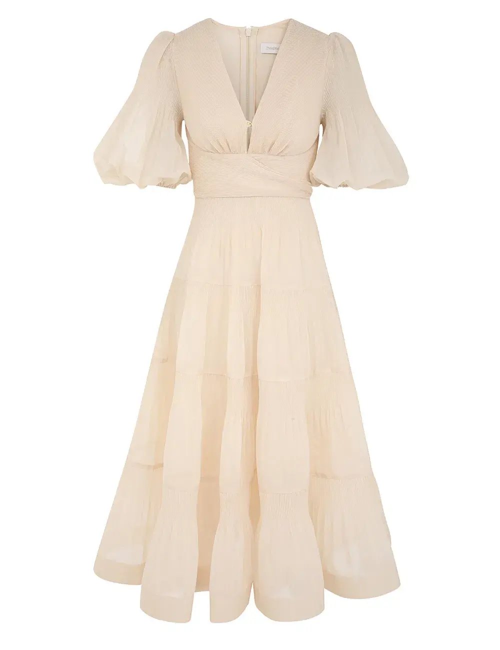 Zimmermann Pleated Midi Dress Cream Size 4 / AU 16 photo 3