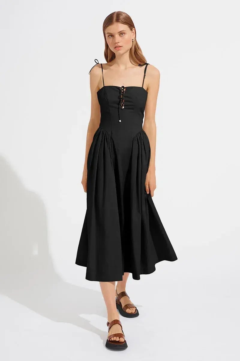 Steele the Label Midi Black Kate Dress in Black Ink Size 8 photo 2