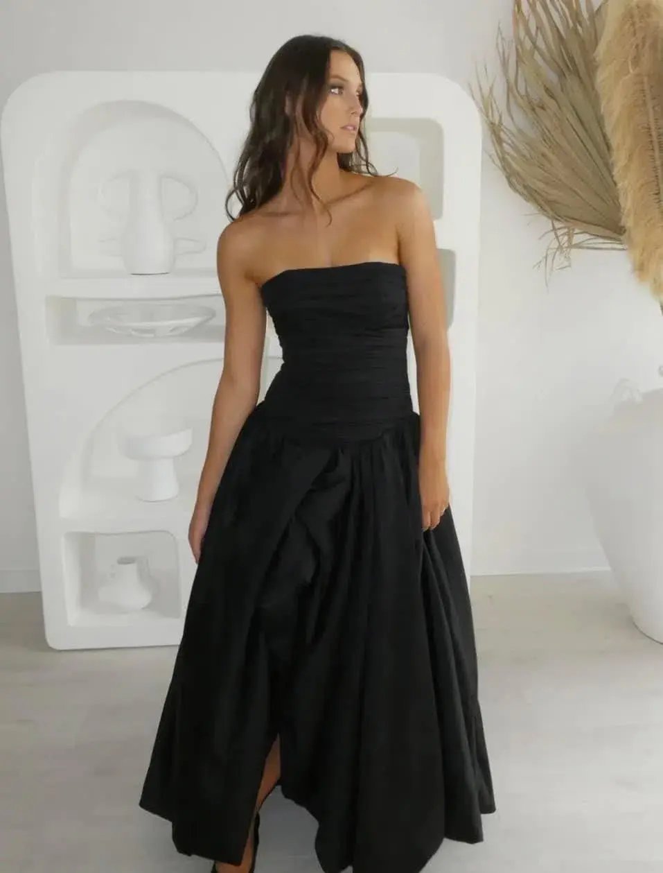 AJE Violette Bubble Hem Maxi Dress Black Size 12 photo 4