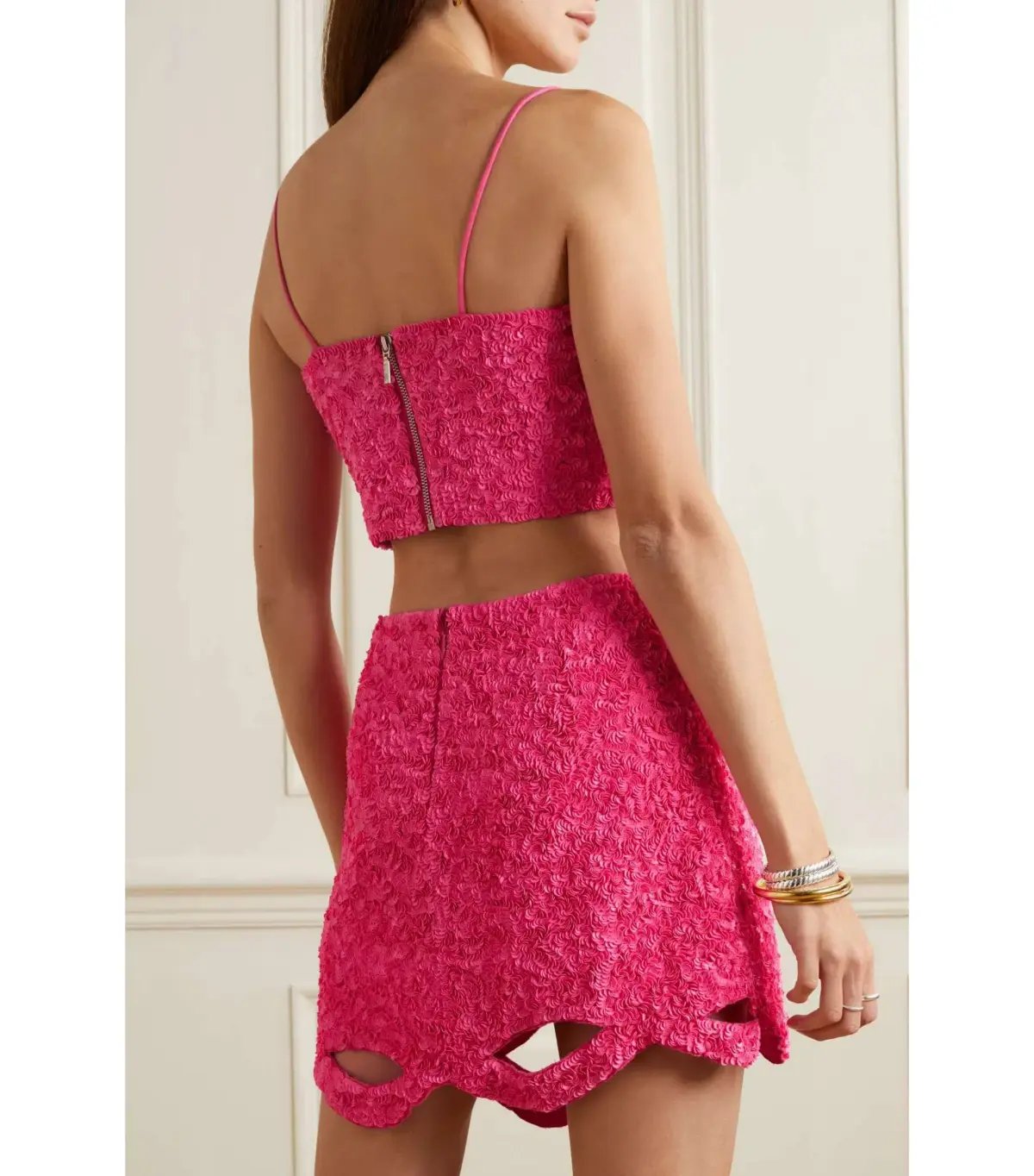 Aje Catara Skirt And Evelyn Crop Rouge Set Sequin Pink Size AU 8 photo 3