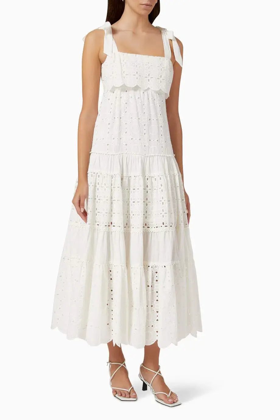 Alemais Evie Panelled Tie Midi Maxi Dress White Size 6 photo 2