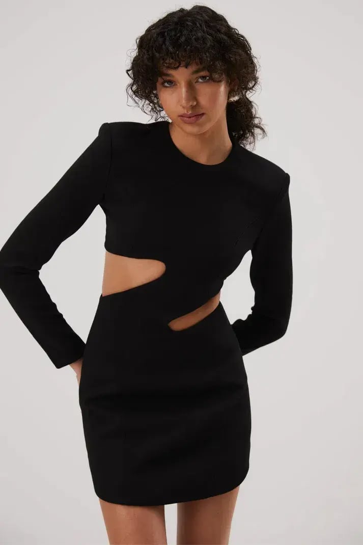 Misha Cosette Bonded Crepe Mini Dress Black Size 6 photo 2