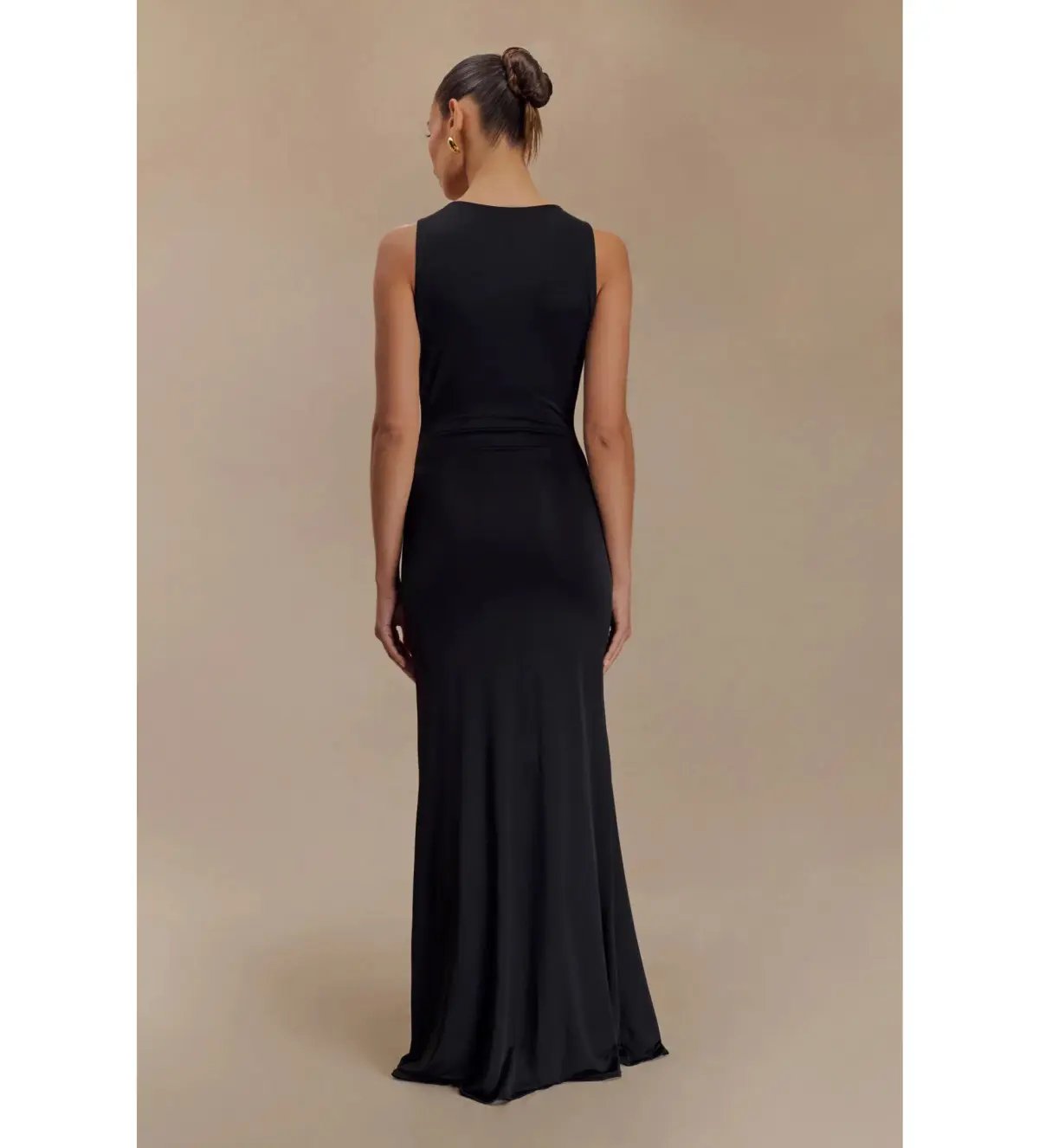 MESHKI Beck Plunge Maxi Dress Black with Floral Hardware Size S AU 8 photo 2