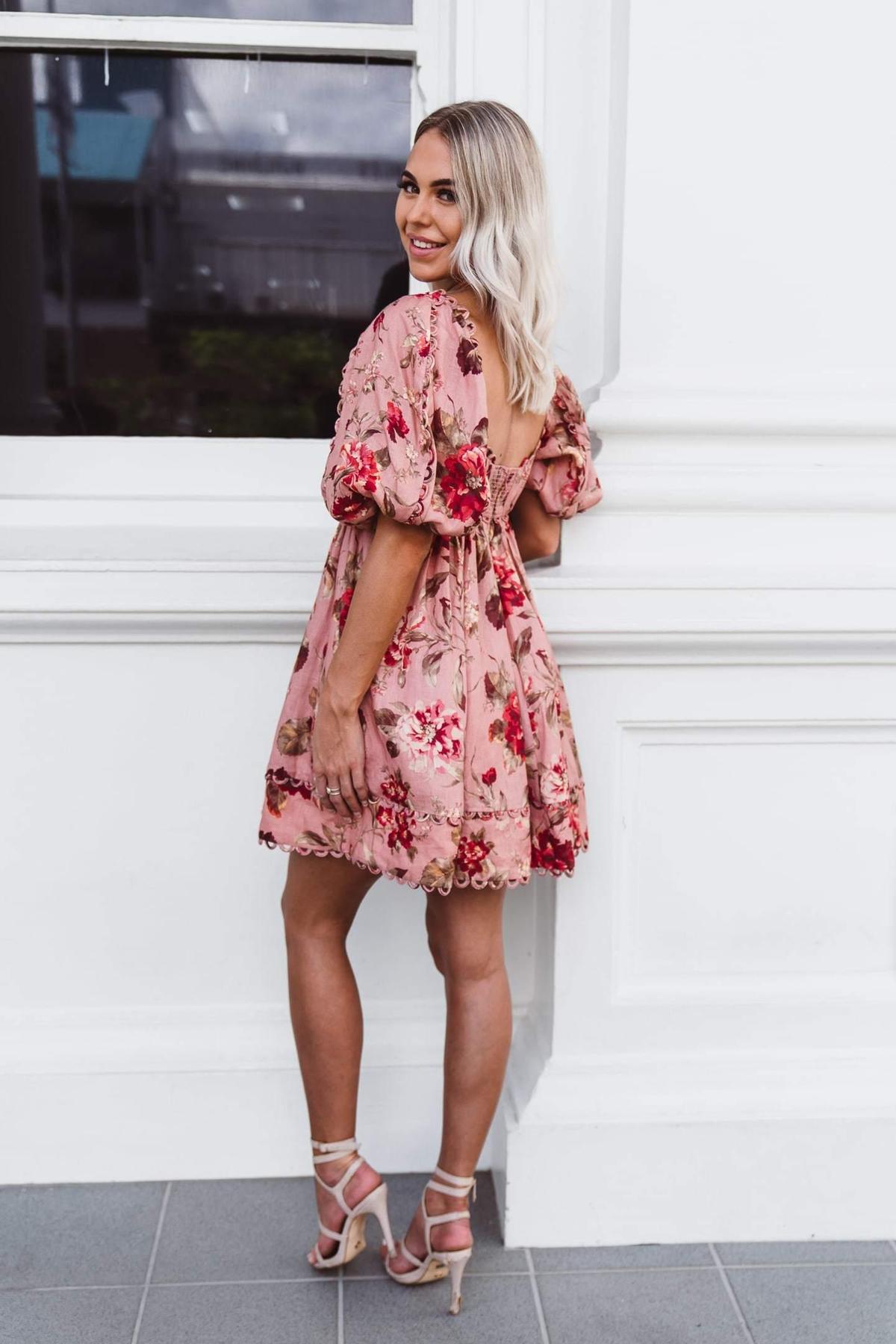 Zimmermann Cassia Scallop Mini Dress in Floral Musk Size 0 / AU 8 photo 3
