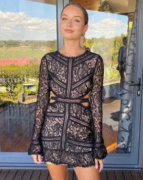 For Love and Lemons Emerie Cut Out Mini Dress in Black Size 8 photo 2