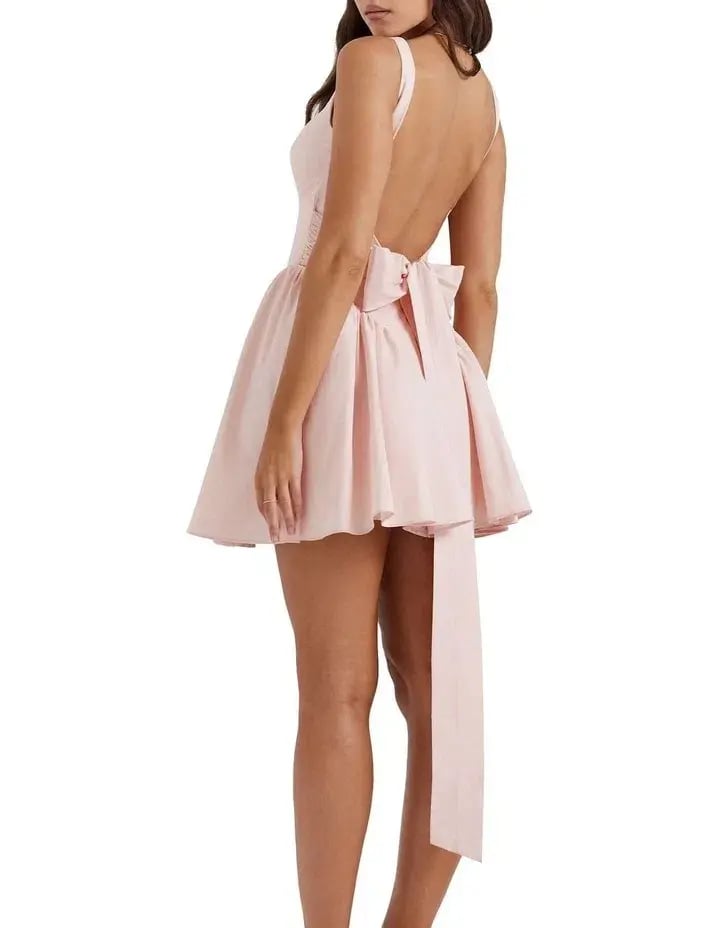House of CB Florianne Bow Mini Dress Pink Size 6 photo 3