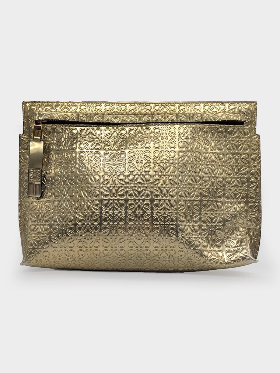 Loewe Anagram Repeat T Pouch Clutch Patent Gold photo 3